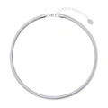 Silverfärgat halsband, bred ormlänk 7mm - 42+5cm