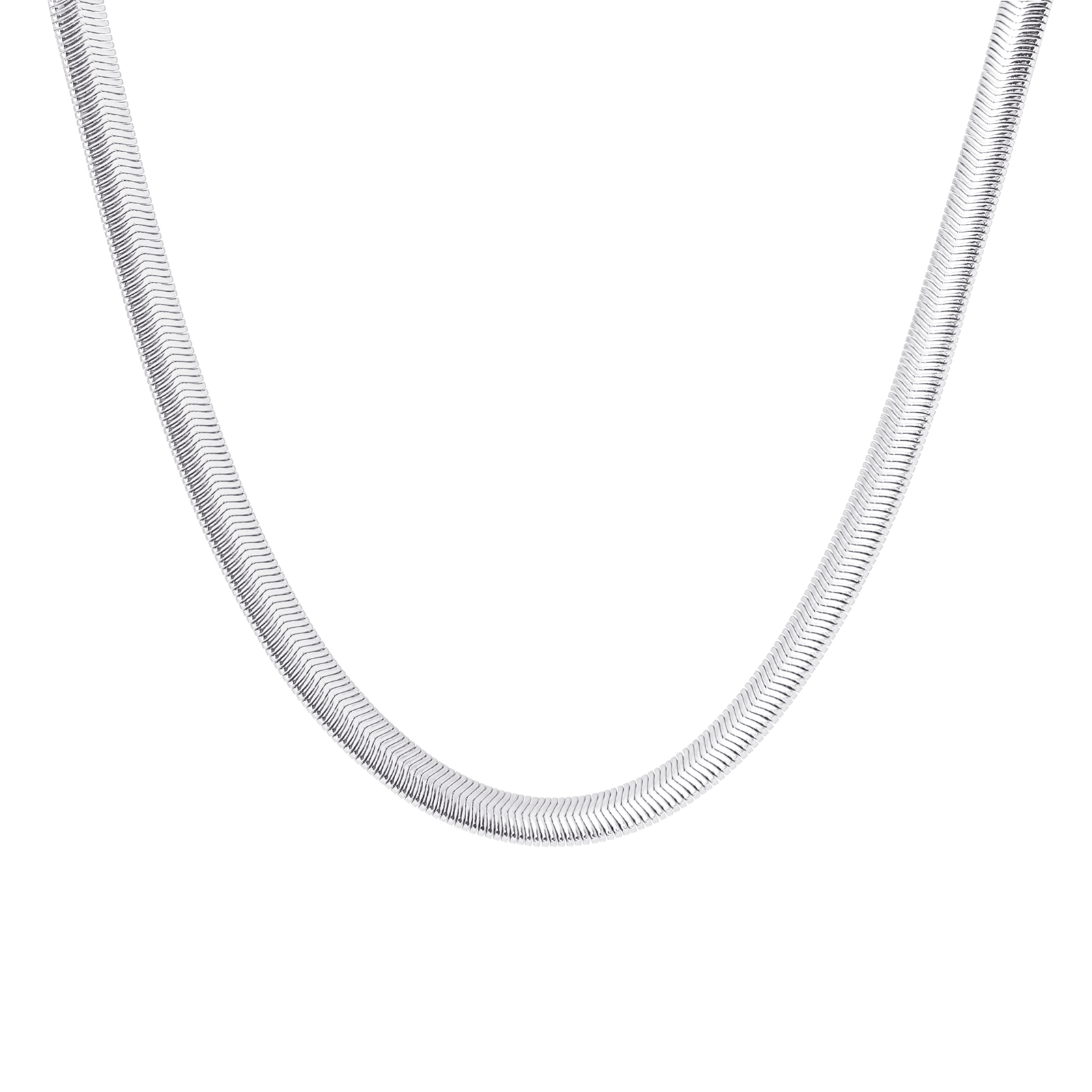 Silverfärgat halsband, bred ormlänk 7mm - 42+5cm