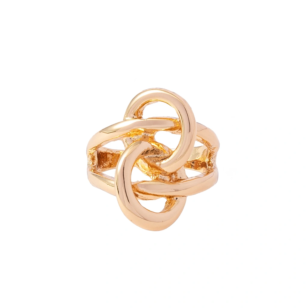 Guldfärgad ring, sammankopplade cirklar i knutdesign - 17mm