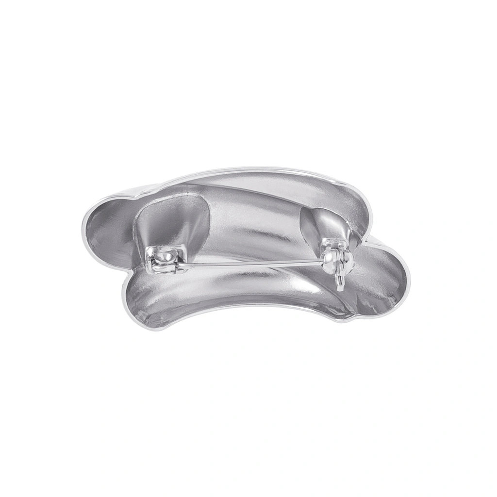 Silverfärgad brosch, tre korsade rader - 5x5cm