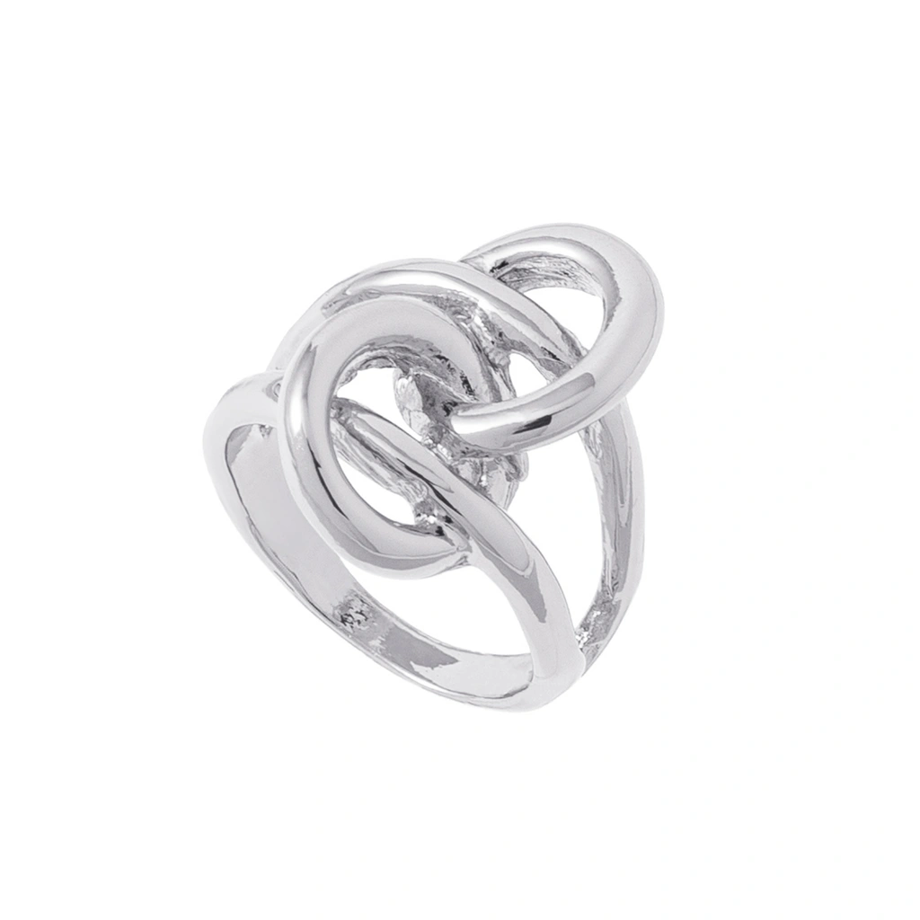 Silverfärgad ring, sammankopplade cirklar i knutdesign - 17mm