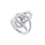 Silverfärgad ring, sammankopplade cirklar i knutdesign