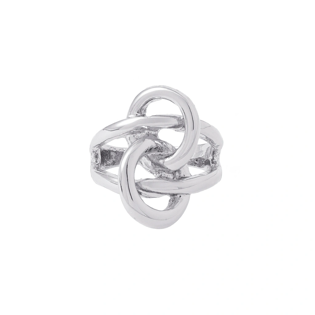 Silverfärgad ring, sammankopplade cirklar i knutdesign - 17mm