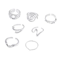 Silverfärgade ringar 7-pack, varierande mönster - 18mm