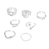 Silverfärgade ringar 7-pack, varierande mönster - 18mm