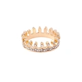 Guldfärgad ring, stor krona med glasstenar - 18mm
