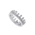 Silverfärgad ring, stor krona med glasstenar - 17mm
