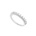 Silverfärgad ring, halvkrona med glasstenar - 17mm
