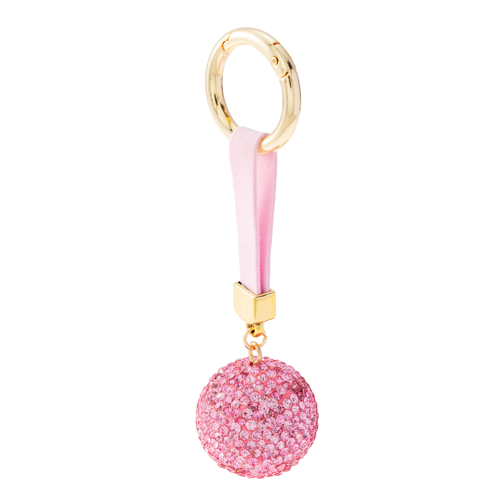 Nyckelring med rosa glittrande kula