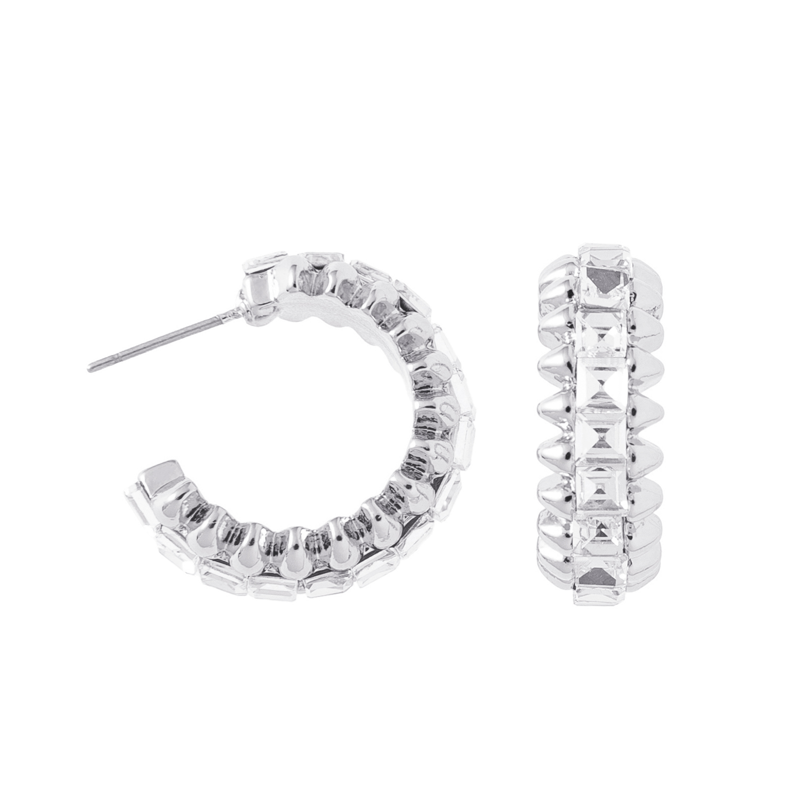 Silverfärgade örhängen Spike Noir creoler - 2,5 cm