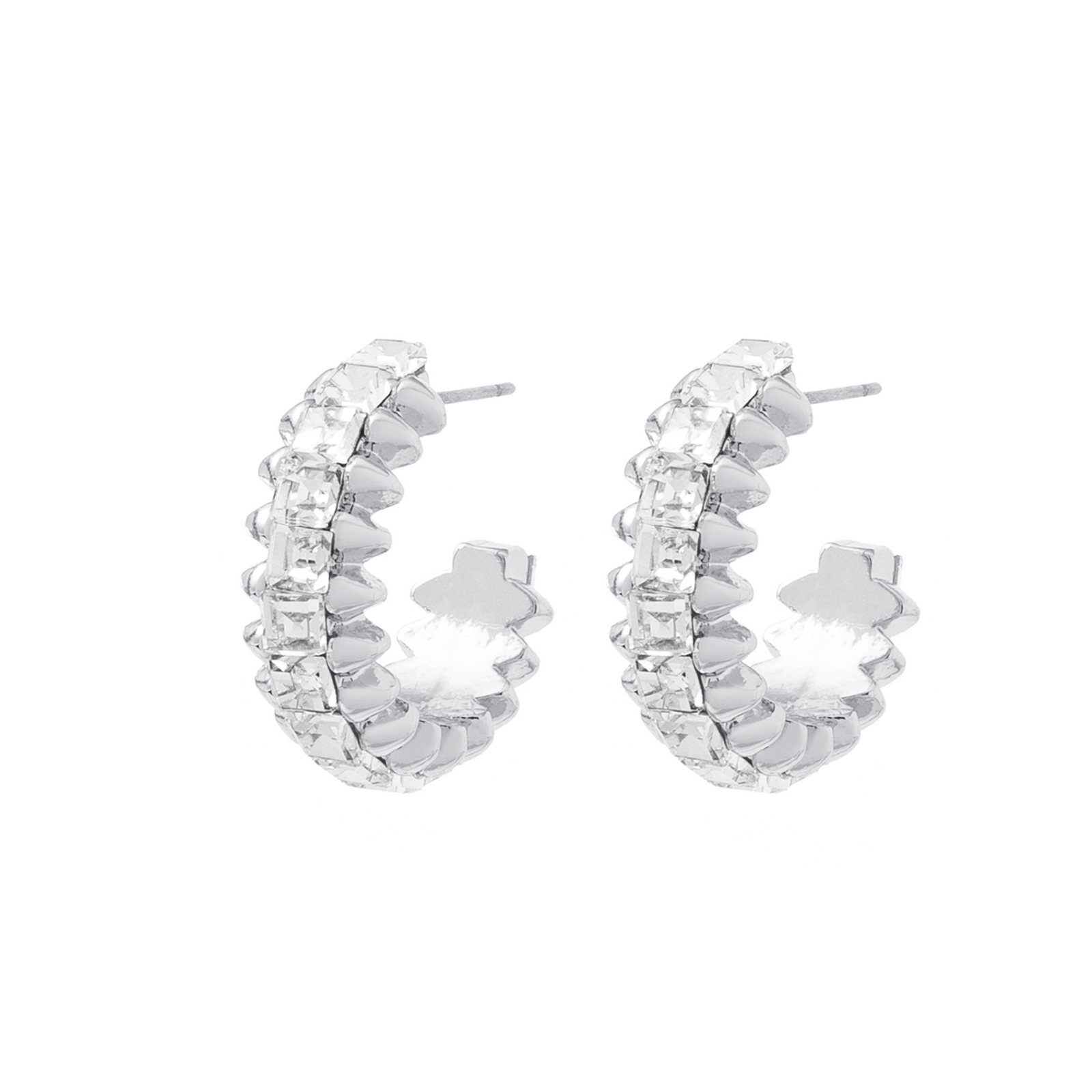 Silverfärgade örhängen Spike Noir creoler - 2,5 cm
