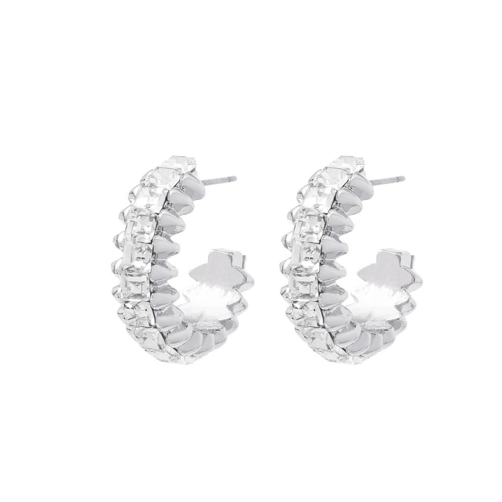 Silverfärgade örhängen Spike Noir creoler - 2,5 cm