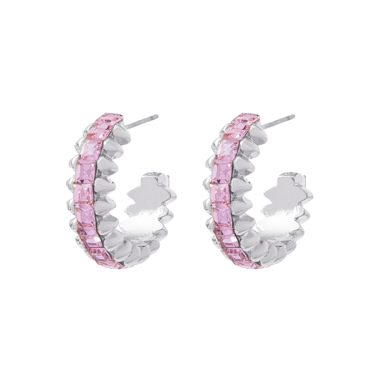 Silverfärgade örhängen Spike Noir rosa - 2,5 cm