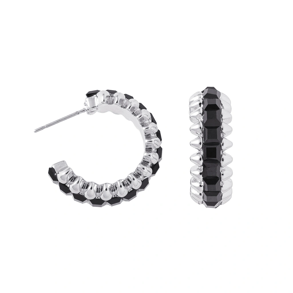 Silverfärgade örhängen Spike Noir svarta - 2,5 cm