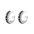 Silverfärgade örhängen Spike Noir svarta - 2,5 cm