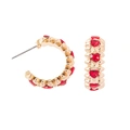 Guldfärgade örhängen halvcreoler Spike Noir röda hjärtan - 2,5 cm