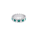 Silverfärgad ring Spike Noir, gröna hjärtan - 18 mm