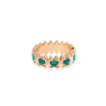 Guldfärgad ring Spike Noir, gröna hjärtan - 18 mm