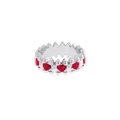 Silverfärgad ring Spike Noir, röda hjärtan - 18 mm