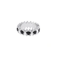 Silverfärgad ring Spike Noir, svarta hjärtan - 18 mm