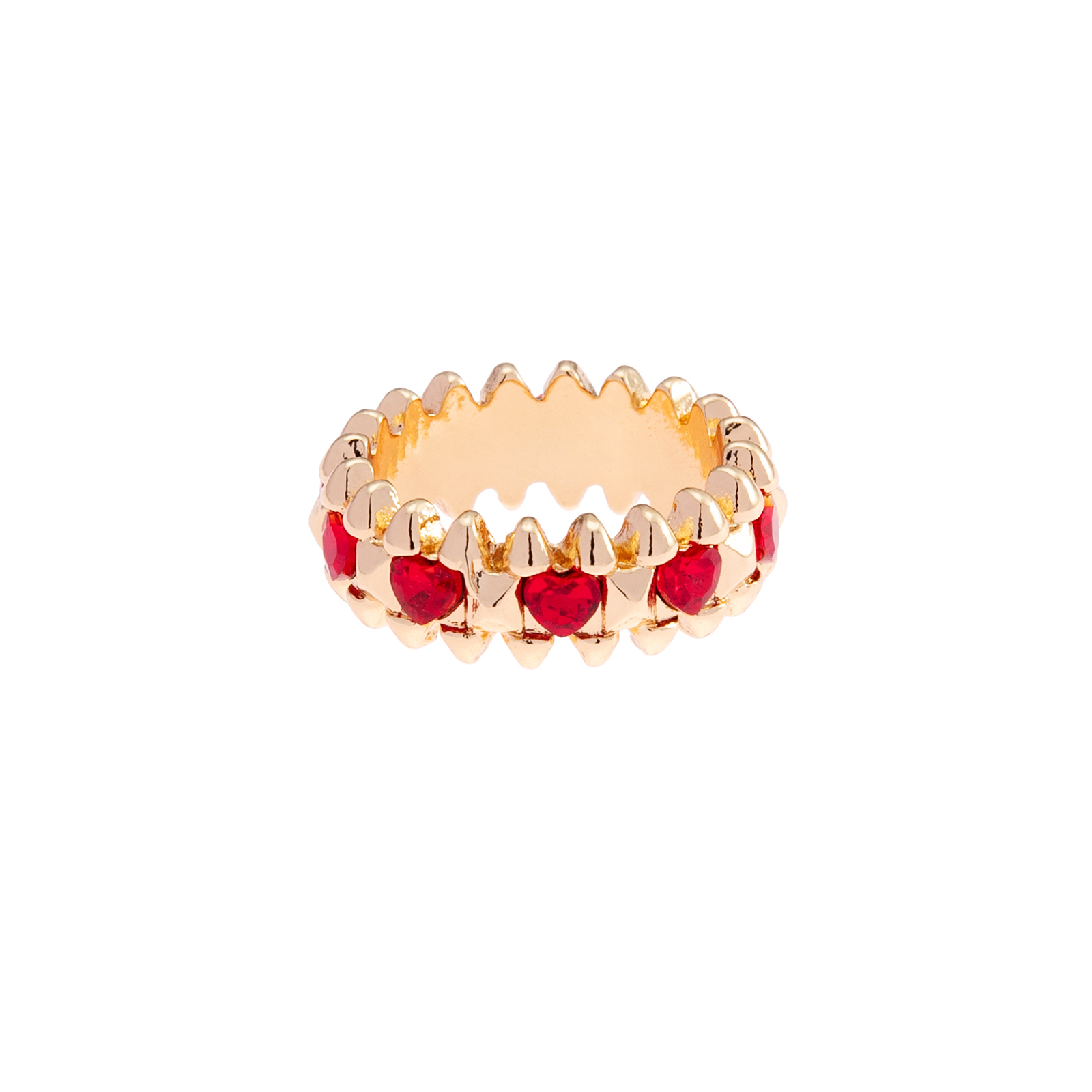Guldfärgad ring Spike Noir, röda hjärtan - 17 mm