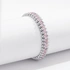 Silverfärgat armband Spike Noir, rosa stenar med nitar - Elastiskt
