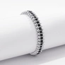 Silverfärgat armband Spike Noir, svarta stenar med nitar - Elastiskt