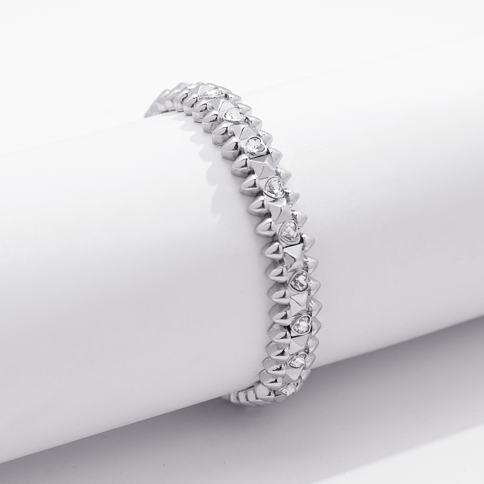 Silverfärgat armband Spike Noir, klara hjärtan - Elastiskt