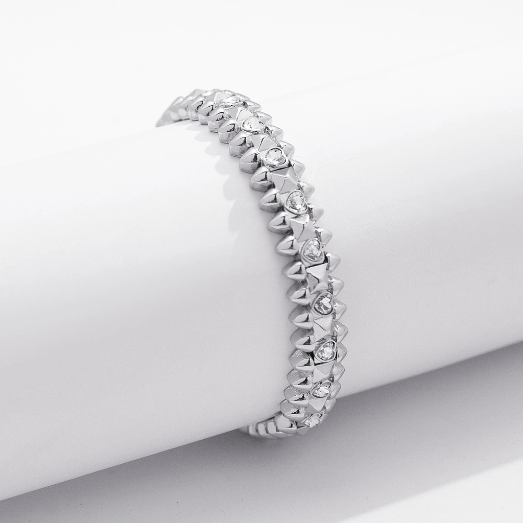 Silverfärgat armband Spike Noir, klara hjärtan - Elastiskt