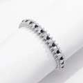 Silverfärgat armband Spike Noir, svarta hjärtan - Elastiskt