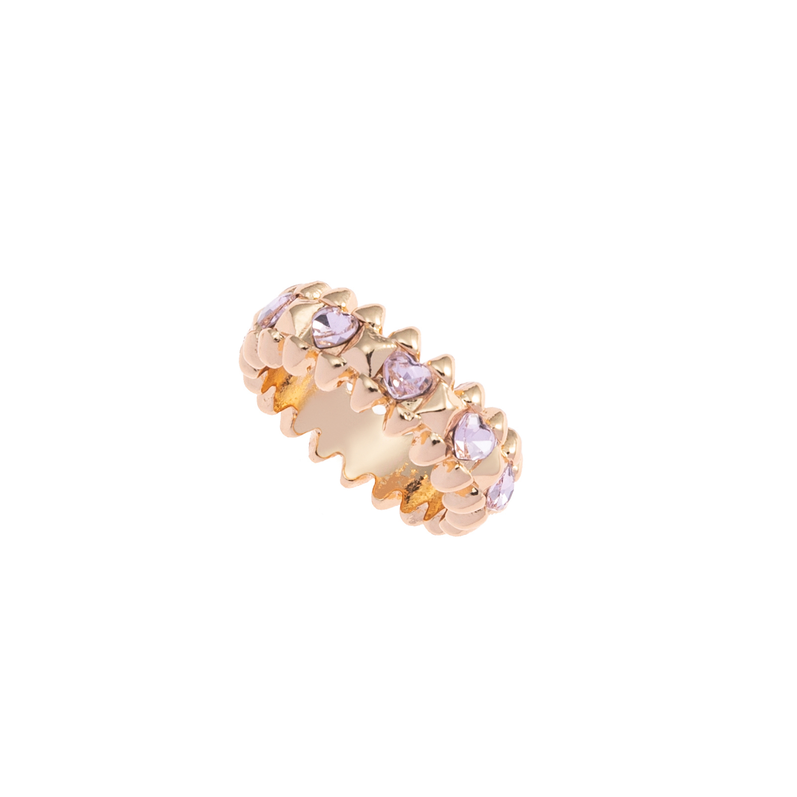 Guldfärgad ring Spike Noir, rosa hjärtan - 17 mm