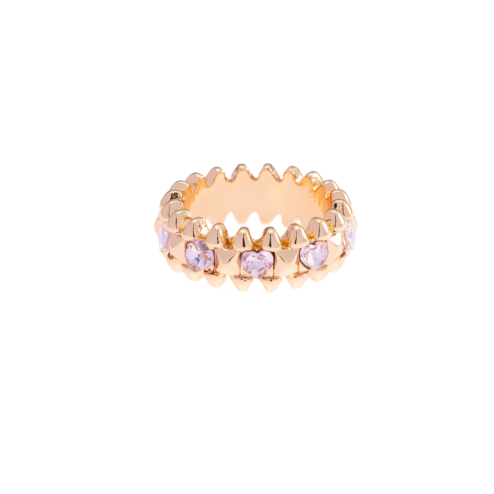 Guldfärgad ring Spike Noir, rosa hjärtan - 17 mm
