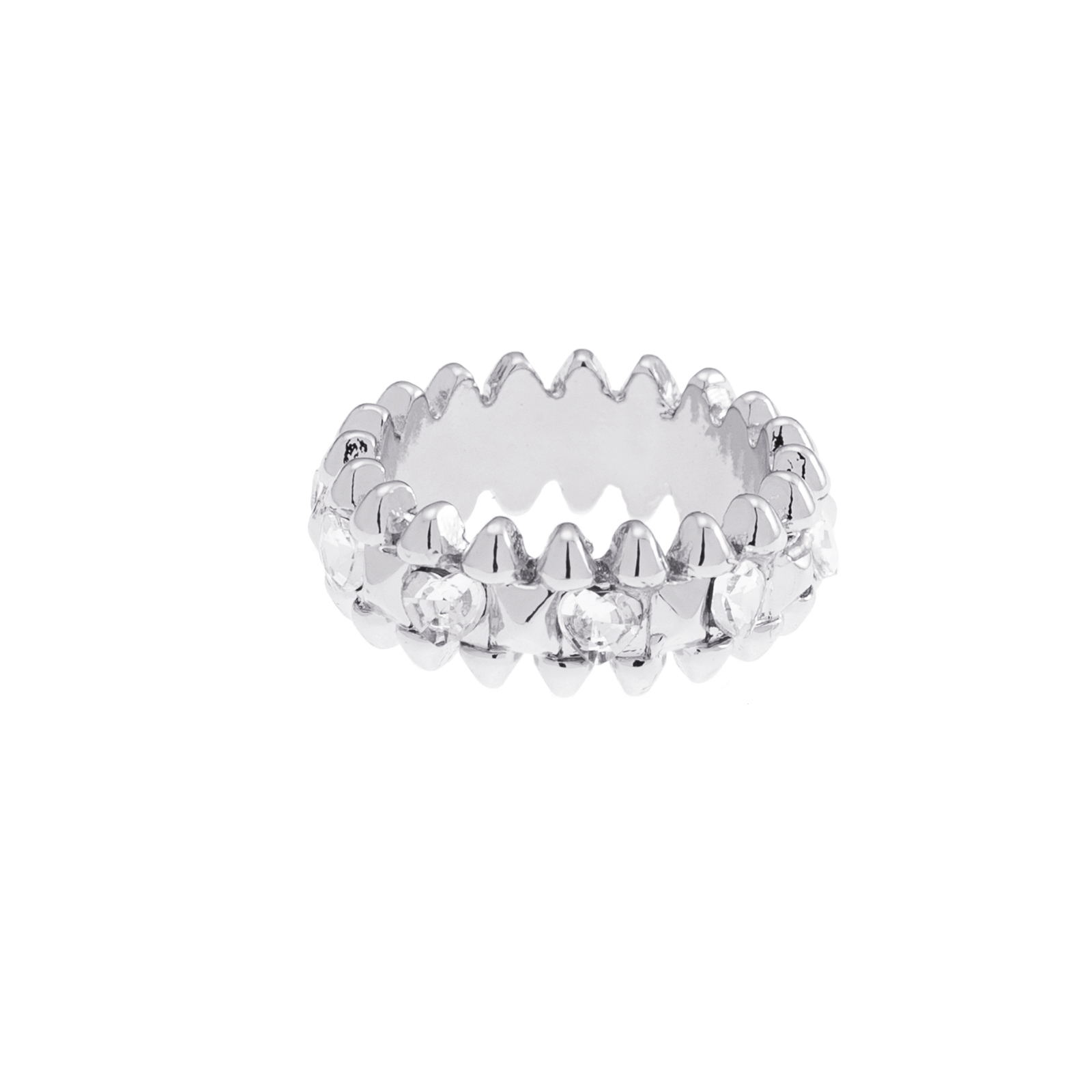Silverfärgad ring Spike Noir, klara hjärtan - 17 mm