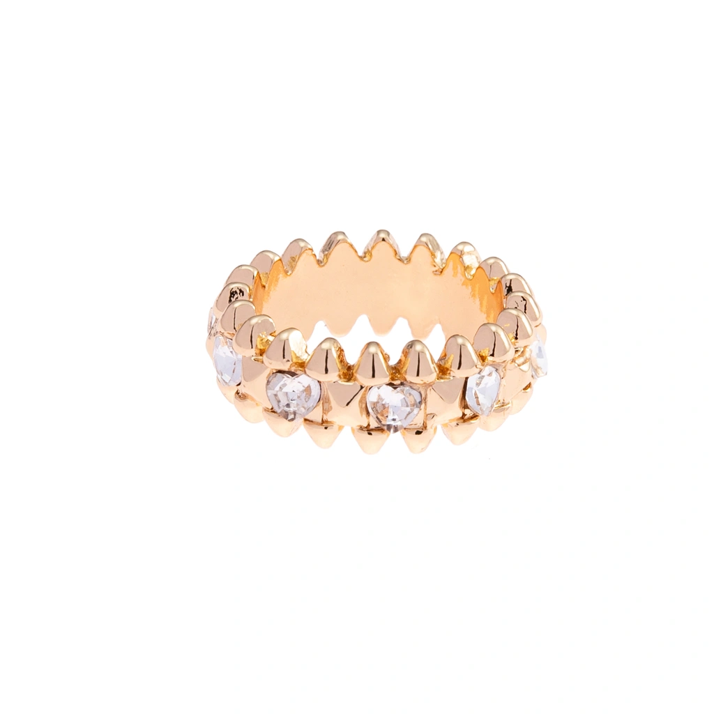Guldfärgad ring Spike Noir, klara hjärtan - 18 mm