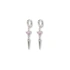 Silverfärgade örhängen creoler, rosa stenar & spike - 4 cm