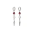Silverfärgade örhängen creoler, röd sten & spike - 6 cm