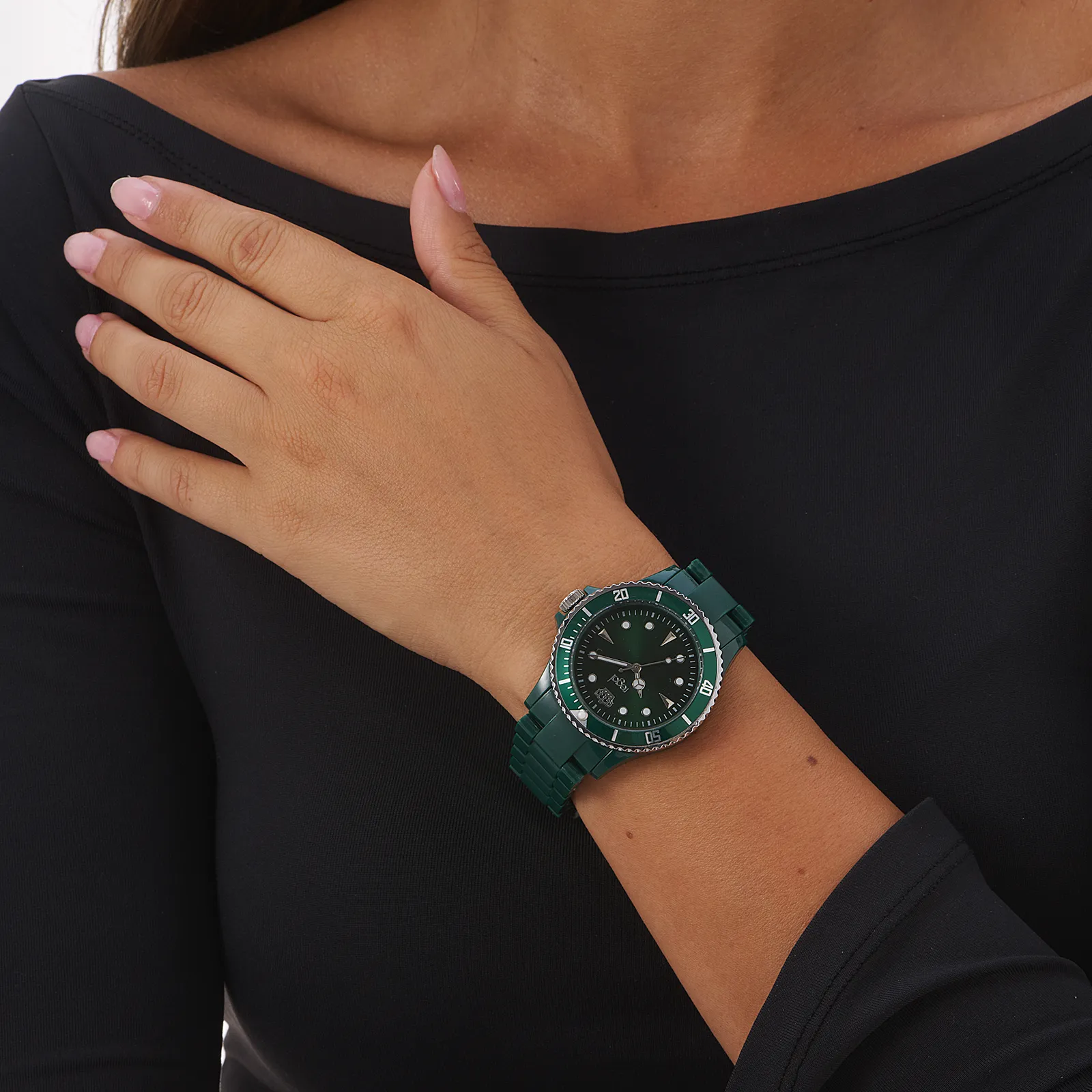 Regal unisexklocka, grönt plastband - R77334-444