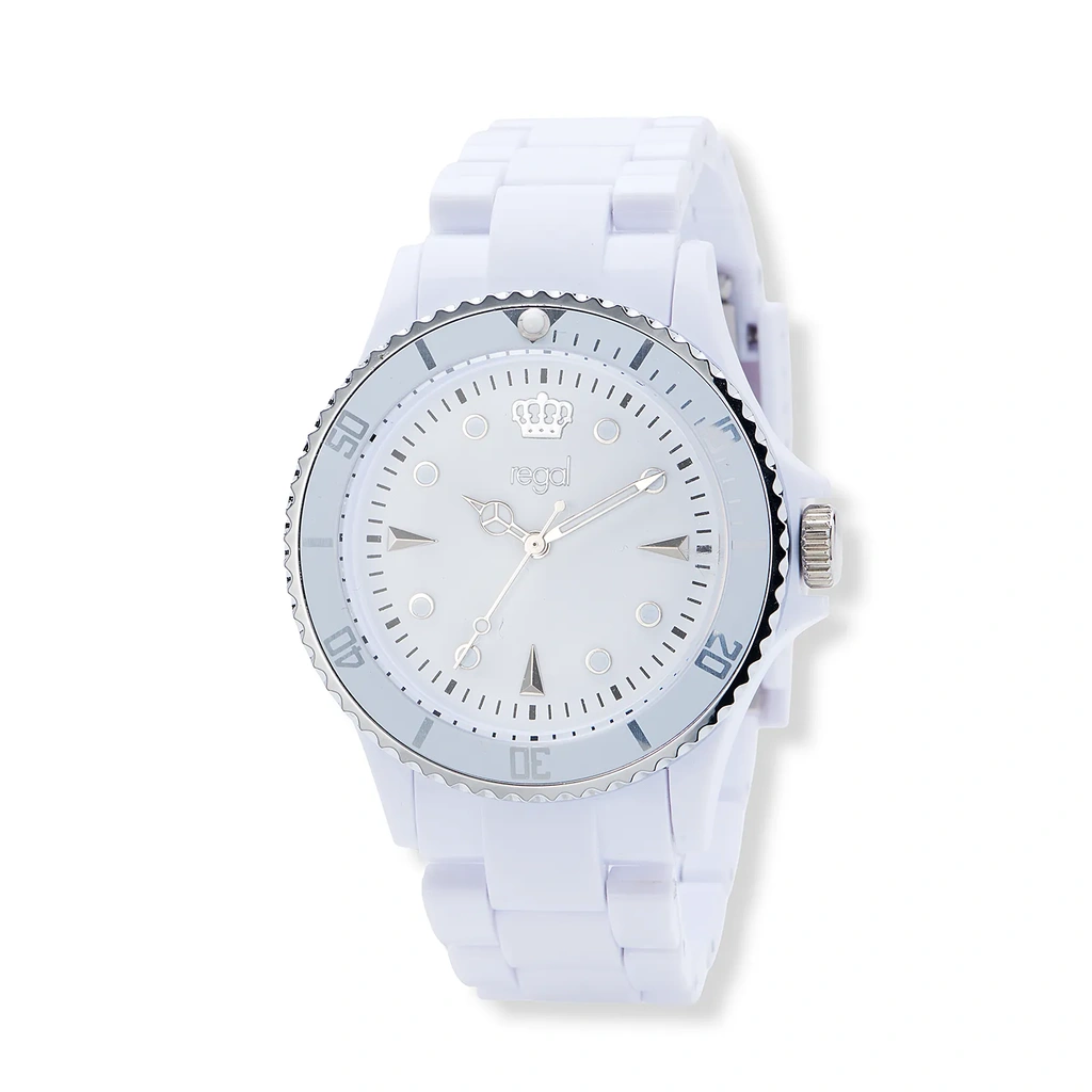Regal unisexklocka, vitt plastband - R77334-141