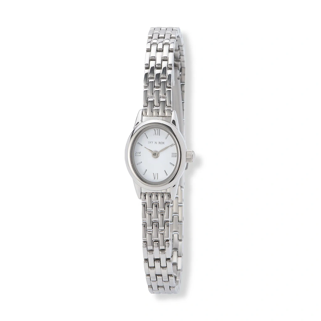Ivy n Rox damklocka vit/silver, metallband - I25014-132