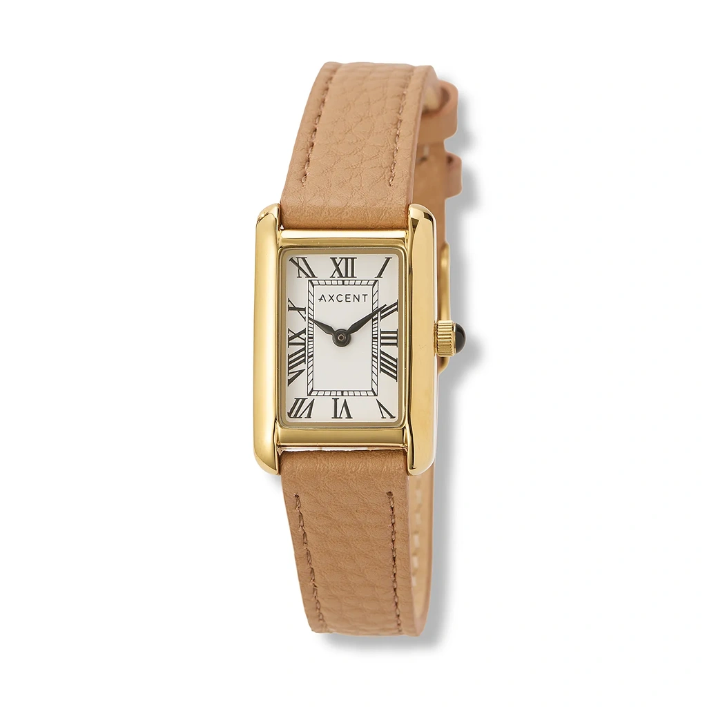 Axcent damklocka vit/guld, beige band - X25958-120
