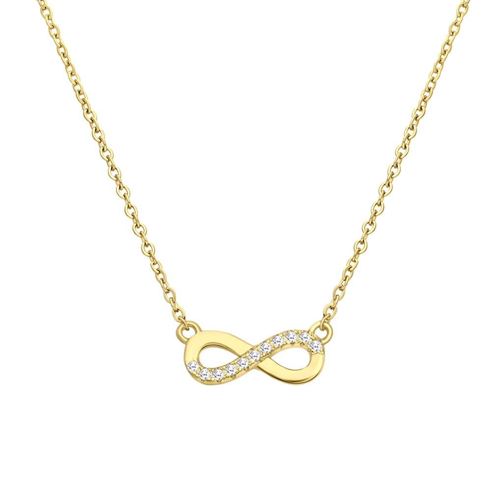 Guldpläterat silverhalsband för dam, evighetssymbol med kubisk zirkonia – 40+2 cm