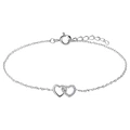 Rhodiumpläterat silverarmband, hjärtan med kubisk zirkonia - 16+2 cm