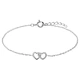 Rhodiumpläterat silverarmband, hjärtan med kubisk zirkonia - 16+2 cm