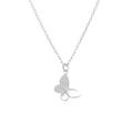 Rhodiumpläterat silverhalsband, fjäril med kubisk zirkonia - 45 cm