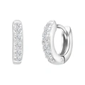 Rhodiumpläterade silverörhängen, creoler med kubisk zirkonia - 10 mm