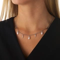 Silverfärgat halsband, pärldroppar och taggar - 42+5 cm