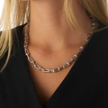 Silverfärgat halsband, kedja med u-länkar - 42+7 cm