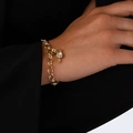 Guldfärgat armband, länk med hjärta och pil - 17+5 cm