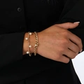 Guldfärgade armband, 2-pack pärlor och hjärta - 17+5 cm