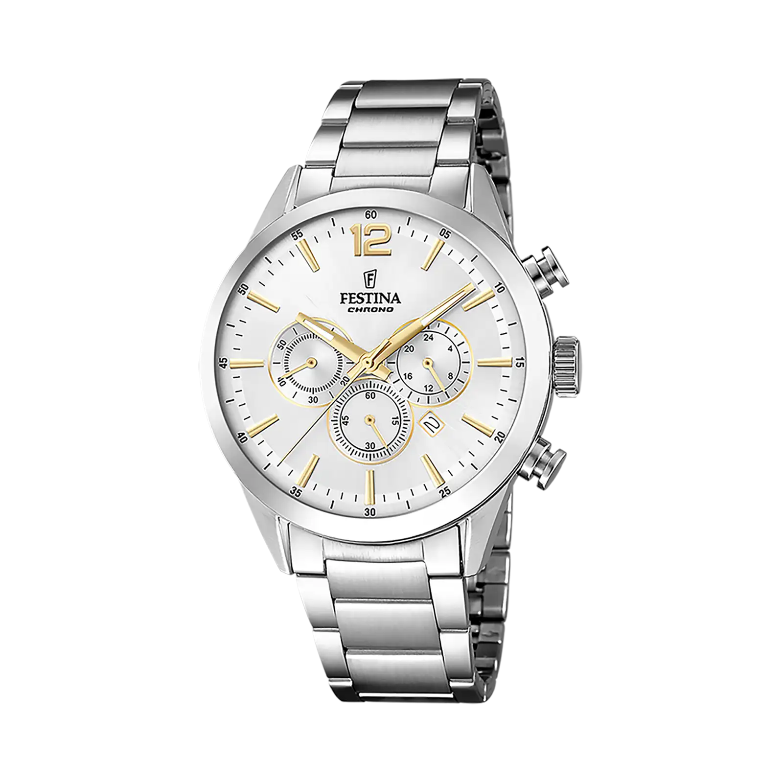 Festina Timeless Chrono herrklocka vit/stål, metallband - F20343/1